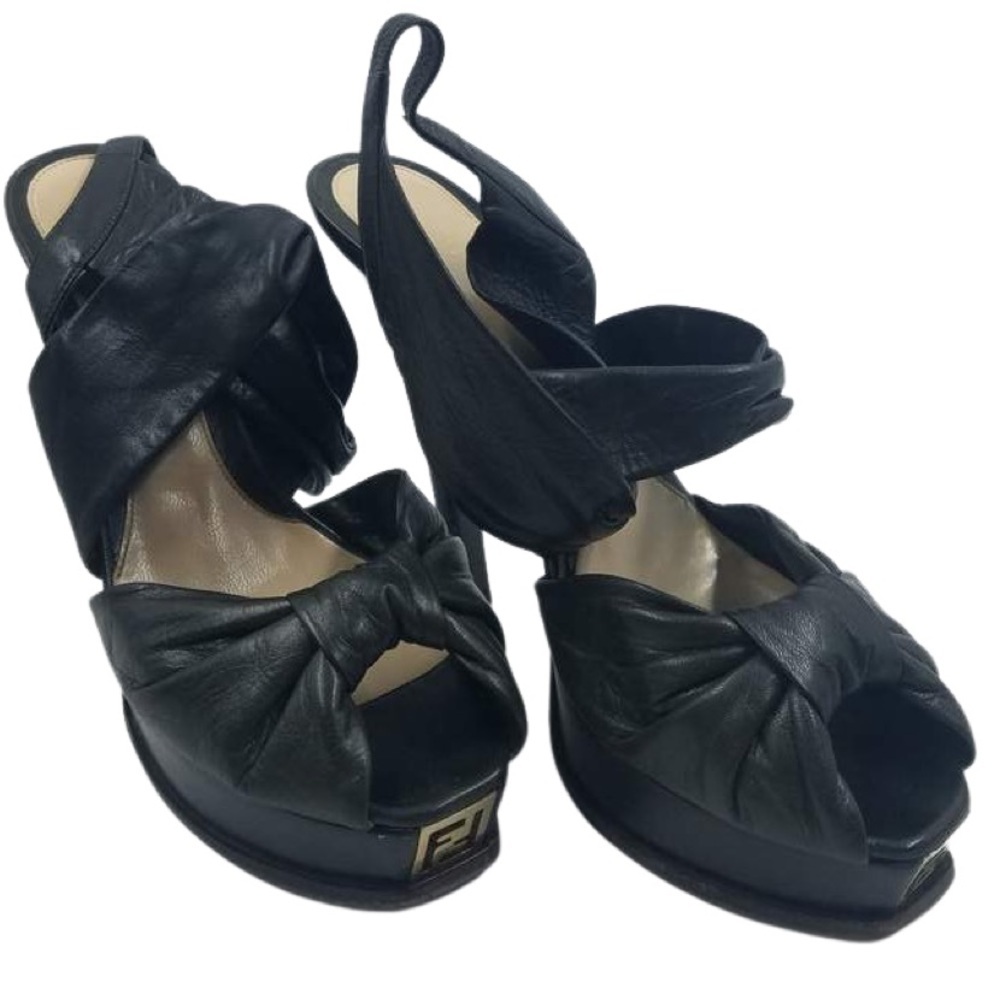 FENDI AUTHENTIC LOGO Criss Cross Supple Genuine Leather Sandals Sz 40 9 $1200